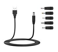USB to DC Cable, 1M 5V 2.0 A Universal USB Power Cable Male to DC 5.5 x 2.1mm Barrel Jack Plug Charger Power Cord Adapter with 2.5x0.7mm 3.5x1.35mm 4.0x1.7mm 5.5x2.5mm 3.0x1.0mm 5 Connectors Tips