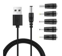 USB to DC Cable,1m 5V 2.0A Power Cable Universal USB Charger Cable Male to DC 5.5 x 2.1mm Plug Charger Power Cord Adapter with 2.5x0.7mm,3.5x1.35mm,4.0x1.7mm,5.5x2.5mm,3.0x1.0mm Connectors Tips