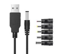USB to DC Cable,5V Multi-function 1M USB Power Cable with 5.5x2.5mm,4.0x1.7mm, 3.5x1.35mm, 3.0x1.0mm,2.5x0.7mm Connectors for Laptops, Router, Bluetooth Speakers