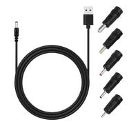 USB to DC Cable Fast Charging Universal USB to 5V DC Power Cable 5.5 X 2.1mm Plug Adapter with 6 Interchageable DC Connectors Chager Cord DC Adapter Compatible for Laptops Router Keyboard Toys, 1M