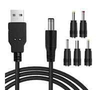USB to DC Power Cable, 1M DC 5V Charger 2.0 A Universal USB Power Cable Male to DC 5.5 x 2.1mm Adapter for Fan, Router, Speakers with 2.5x0.7mm 3.5x1.35mm 4.0x1.7mm 5.5x2.5mm 3.0x1.0mm 5 Connectors T