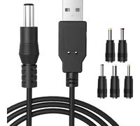 USB to DC Power Cable, 1m DC 5V Charger, Male to DC 5.5 x 2.1mm Adapter, 2.0 A Universal USB Power Cable with 5.5x2.5mm,4.0x1.7mm, 3.5x1.35mm, 3.0x1.0mm,2.5x0.7mm for Router, Bluetooth Speakers