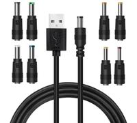 USB to DC Power Cable, 1m Universal 5V Charger Adapter Cord with 5 Connectors, USB to 5V DC Charging Cable for Router, Camera, LED Strip, Tablet, Power Bank