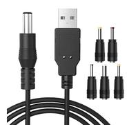 USB to Dc Power Cable,1m Universal 5v USB Power Chager Cord Dc 5.5 X 2.1mm Plug Adapter with 2.5x0.7mm, 3.0x1.0mm, 3.5x1.35mm, 4.0x1.7mm, 5.5x2.5mmConnectors Compatible for Laptops, Router, Keyboard