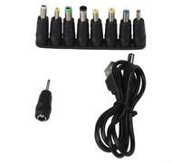 USB to DC Power Cable 5V 2A Multi Tip Adapter Kit for Electronics - 3.3ft Flexible Charger Wire Portable Device Black