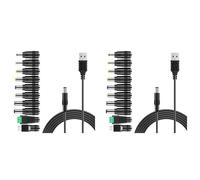 USB to DC Power Cable Universal USB to DC Jack Charging Cable Power Cord with 20 Interchangeable Plug Connectors Adapter