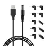 USB to DC Power Cable,USB to DC Power Cable Power Cord Universal Charging Cable 5.5x2.1mm DC Jack with 10 Connector Tips for Mini Projector, Router, Keyboard, USB Hub and More Device