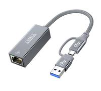 USB to Ethernet Adapter 2.5Gbps, USB A/USB C to RJ45 [Thunderbolt 3/4 Compatible], 2500Mbps Type-C Gigabit Ethernet LAN Network Adapter for MacBook Pro/Air, iPad Pro, Dell XPS, Surface Laptop, Mac