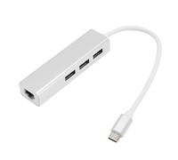 USB to Ethernet Adapter, Type C Hub with 3 USB Ports and RJ45, 1000Mbps High Speed Network Adapter, Multiport USB C to Ethernet Converter for Laptop PC Mac XP 7 8 10 Linux OS X