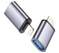USB to Lightning Adapter 2Pack [Apple MFI Certified], Lightning Male to USB Female OTG Adapter Cable Camera Converter Data Transfer Backup Connecting Adapter for iPhone 14 13 12 11 Pro Max/Mini/iPad