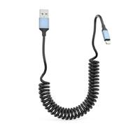 USB to Lightning Coiled Cable for Car, Tangle-Free [MFi Certified] Short IPhone Lightning Retractable Lead, Cord, Fast Charge for Apple iPhone 14 13 12 11 Pro Max XS XR X 8 Plus, iPad (1Pack, 30CM-1M)