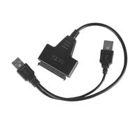 USB to Sata Cable 7+15 Pin Adapter for 2.5 Inch Hard Drives Black | Copper Construction, USB 2.0 Dual Interface Power Supply, Portable Bare Drive Access, Laptop Upgrades and Data Backup