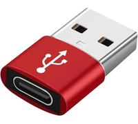 USB to USB C Adapter for i-Phone 16 15, PD 20W USB-C Type C Fast Car Charger Adapter Plug for i-Phone 14, 13, 12, 11, Sam-sung S24, S23, S22 S21 S20 and More, Type C Female to USB A Male (Red)