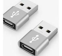 USB to USB C Adapter for i-Phone 16 15, PD 20W USB-C Type C Fast Car Charger Adapter Plug for i-Phone 14, 13, 12, 11, Sam-sung S24, S23, S22 S21 S20 and More, Type C Female to USB A Male (Silver)