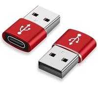 USB to USB C Adapter for i-Phone 16 15, PD 20W USB-C Type C Fast Car Charger Adapter Plug for i-Phone 14, 13, 12, 11, Sam-sung S24, S23, S22 S21 S20 and More, Type C Female to USB A Male (Red)