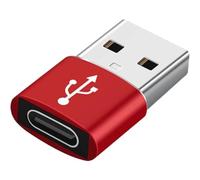 USB to USB C Adapter for i-Phone 16 15, PD 20W USB-C Type C Fast Car Charger Adapter Plug for i-Phone 14, 13, 12, 11, Sam-sung S24, S23, S22 S21 S20 and More, Type C Female to USB A Male (Red)