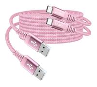 USB to USB C Cable 10FT, 2Pack USB C Cable Fast Charging, Upgraded Extra Durable Braided USB A to USB C Charger Cord Compatible with iPhone 17 16 15 Pro Max/Plus,Samsung Galaxy S10, LG and More-Pink