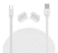 USB to USB C Cable for Security Camera Type C Charging Cord 33FT/10M Flat Long Power Supply Extension Wire Compatible with Yi Home CCTV Cam Outdoor Indoor Waterproof White…