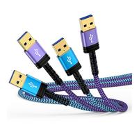 USB to USB Cable 6FT, 2 Pack USBA to USBA Cable Male to Male Cord Double Sided USB3.0 A to A Data Transfer USBCord for External Hard Driver,DVD Player,Monitor,Computer PC Laptop Cooler,Hub,Set Up Box
