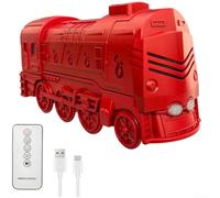USB Train Style Essential Oil Diffuser 300ml with Remote Control for Aromatherapy and Humidity Maintenance (Red)