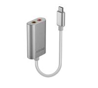 LINDY USB C to 3.5mm Audio Adapter, Sound Card with Mic & Headphone Jacks, Plug & Play Type C DAC for Headsets, Gaming, Streaming