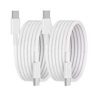 USB Type-C Cable pack of 2,60W Fast Charging, 48-Strand Cotton Yarn, Unbreakable Reinforced Design, White 2meter