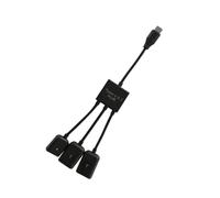 USB Type C Hub 3 in 1 Connector Cable Black Plastic | Otg Host Lead, Portable Wear-resistant Build, for USB Devices and Tablet Use on Business Trips or Daily