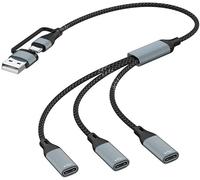 USB Type C HUB Multiple Splitter Adapter OTG Data Transfer 3 Port USB Power Charging Cable Adapter