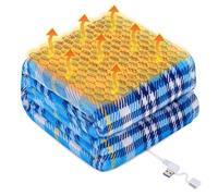 USB Type-C Powered Heated Throw Blanket for Women,50"X60" 9V 18W Portable Strawberry Print Electric Heating Blanket with 3 Heat Setting,8-Zone Graphene Heating Blankets for Couch Car Office Outdoor