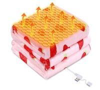 USB Type-C Powered Heated Throw Blanket for Women,50"X60" 9V 18W Portable Strawberry Print Electric Heating Blanket with 3 Heat Setting,8-Zone Graphene Heating Blankets for Couch Car Office Outdoor