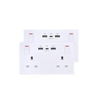 USB Type-C & USB-A Double Wall Socket - 13A 2 Gang, 35W Max Output, Modern Screwless Design with Integrated Charging (2)