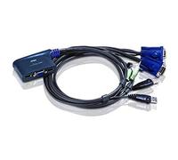 ATEN USB VGA/Audio 2-Port Cable KVM Switch (1.8m) CS62U (2048 x 1536; DDC2B), Computer Selection via hotkey and USB mouse, support Windows, Linux, Mac, Sun, UK, 1 KVM Market Leader