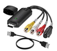 USB Video Capture, USB 2.0 Audio Grabber RCA to USB Video Converter VHS Mini DV VCR DVD Hi8 to Digital Converter Analogue to Digital Capture Card Compatible with PC TV Windows MAC XP Vista Linux