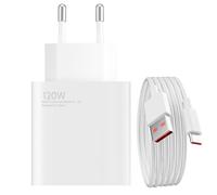 USB Wall Charger 120W Fast Charge with USB-C Cable 1m Xiaomi White