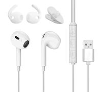 USB Wired Earphones with Microphone for Laptop Computer | 2.5M Cable, Noise Cancelling, HiFi Stereo Sound, Lightweight In Ear Design, for Dell Laptop, MacBook Pro, Office & Gaming