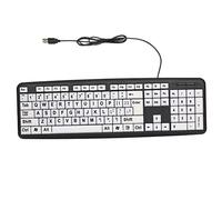 USB Wired Keyboard for Low Vision Users with Large White Keys Black Letters Easy to See Eye Friendly Suitable Old Men
