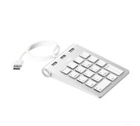 USB Wired Keyboard Offering Three USB2 0 Connectivity Options and an Essential 18 Key Number Pad for Accounting Needs
