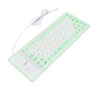 USB Wired Silicone Keyboard Fully Sealed Lightweight Silent Mute Design for PC Gaming Home Use (Green)