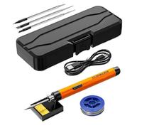 USB Wireless Charging Electric Soldering Iron Tin Portable Solder Iron USB Fast Charging Microelectronic Repair Welding Tool Kit(Orange-Piece Set)