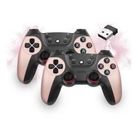 USB Wireless Controllers for Multiplayer,Double Shock Gaming Controller for Linux/Android Phone for Game Box Stick/Windows PC/TV Box/Android,Plug & Play Gamepad with Hall Effect Joysticks (Rose Gold)