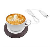 USB Wood Grain Cup Warmer with USB Cable Electric Cup Beverage Plate Mat Tea Coffee Heater Pad for Office Home Use (Dark Wooden Grain)