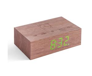 USB Wooden Alarm Clock With Sound Activation & Flip Over Snooze Control Gingko