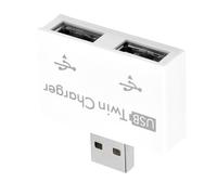 USB2.0 HUB Portable Dual Charger Splinter for Two Devices Charging, Converter Kit for People on the Go (Black) (White)