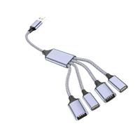 USB2.0 Hub Splitter Cable with 2 USB-a and 2 Type-C Ports, 100cm | Two USB-a and Two Type-C Female Connection, Nylon-Braided Cable Exterior, for Up to 4 Connected Devices