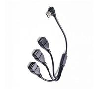 USB2.0 Splitter Adapter with Triple Female Port and 90 Degree Bend Facilitating Easy Connection for Various Peripherals Car USB Splitter