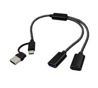 USB2.0 Y Cable 2/3 Charging Port 5V2A Power Adapter For Smartphones Tablets Laptops USB C/USB Connection Nylon Line USB C Splitter For Multiple Devices