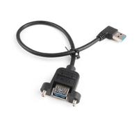 USB3.0 A Male to Female Jack to A Male Right Angled Extension Cable 50cm | USB 3.0 cable USB3.0 A Male to Female Jack Panel Mount with screws to A Male Right Angled Extension Cable Blue Black 50cm