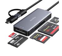USB3.0 and Type-C Multi Card Reader, SD/Micro SD/CF/MS/XD 5in1 Memory Card Reader, SD SDXC SDHC CF CFI TF Micro SD Micro SDXC Micro SDHC MS UHS-I Cards,for PC/Laptop/Smartphone/Tables/ (5in1 Reader)