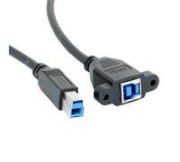 USB3.0 B Male To Female Printer Cable Screw Panel Mount 5Gbps Transfer Rate 50cm 20inch For Hard Drives Keyboards