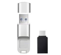 USB3.0 Fingerprint Encrypted Flash Drive - Dual-Port (USB + Phone) with Type-C Adapter, High-Speed Secure Storage for PC & Mobile (32GB)